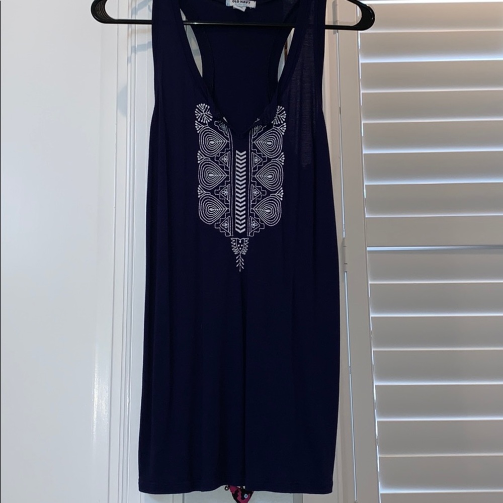 Navy and white tank top size medium